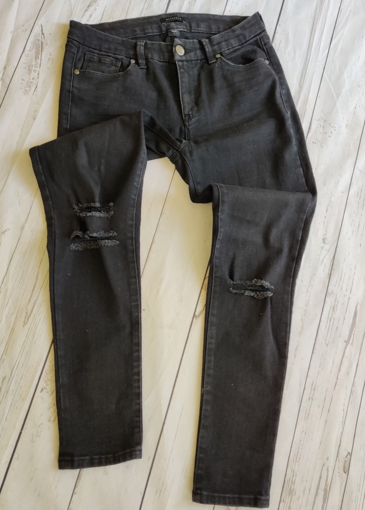 Metaphor  Distressed Black Skinny Jeans